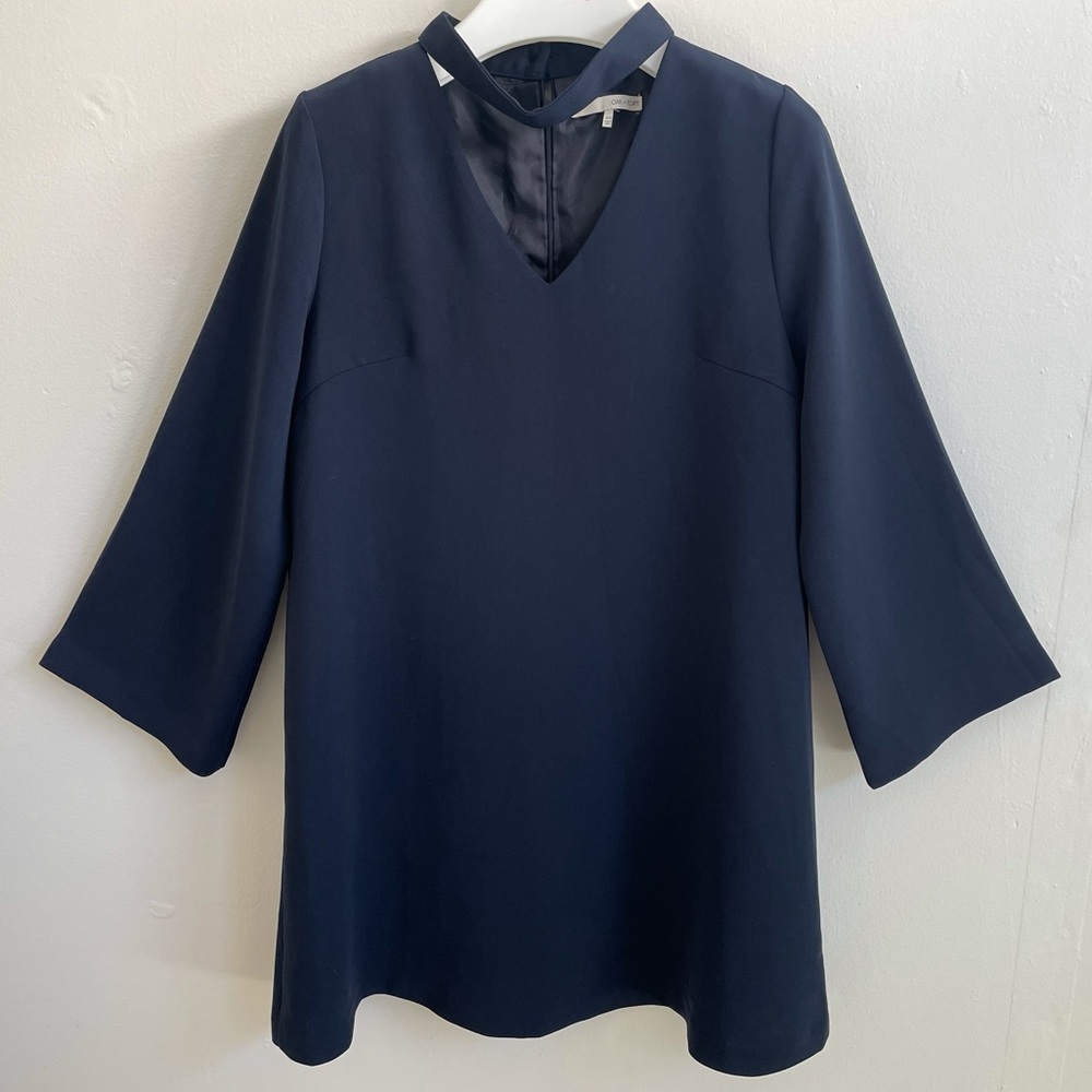 Oak + Fort - Mod neck strap lined 3/4 sleeve dress